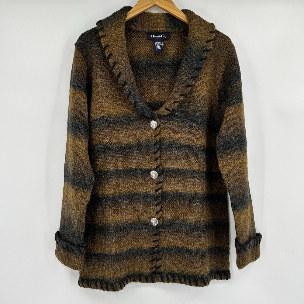 Denim & Co Heritage Alpaca Mohair Cardigan Womens M Country Cottage Oversized